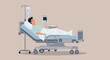 © arfanah02 - A man is lying in a hospital bed with an iv drip attached, receiving medical treatment and care