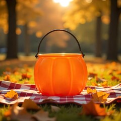 Wall Mural - plastic pumpkin halloween candy bucket 