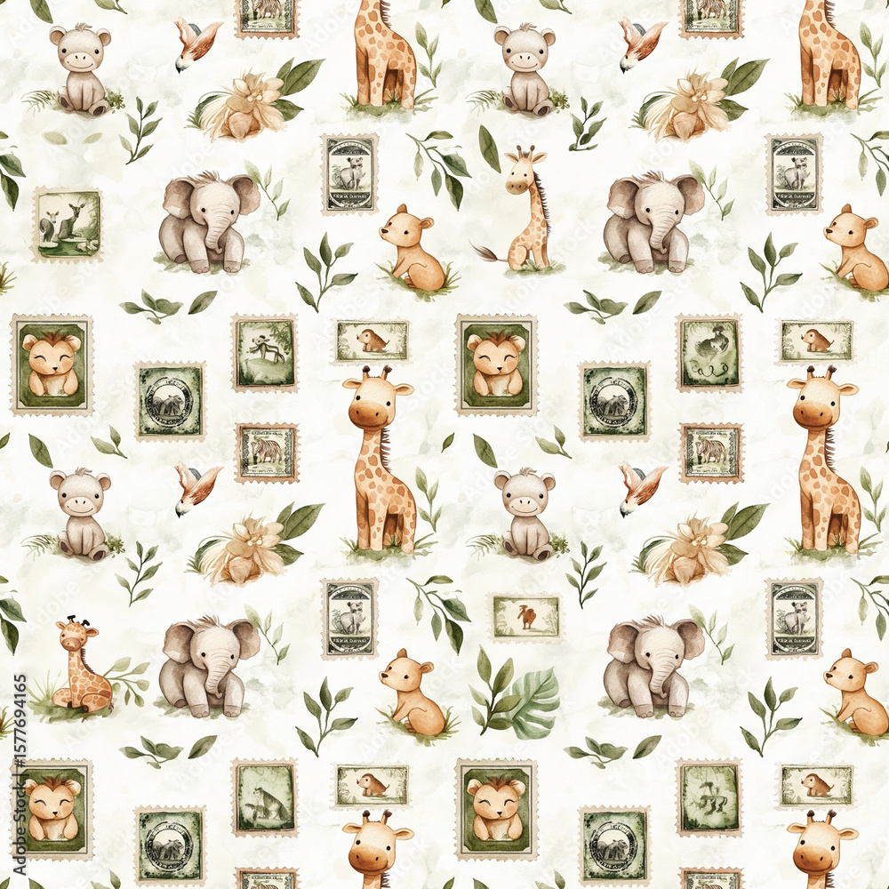 seamless pattern with funny animals Stock Illustration | Adobe Stock