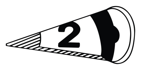 Poster - Illustration of a white cone with a black number two and a black circle on the right side design