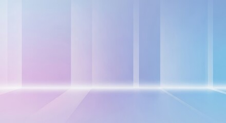 Poster - Abstract background with vertical stripes in pastel shades of blue and purple, with a bright horizontal line.