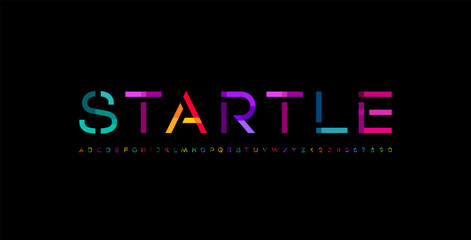 Leinwandbilder - Font colorful alphabet, bright letters from A to Z and numbers from 0 to 9, vector illustration 10EPS.