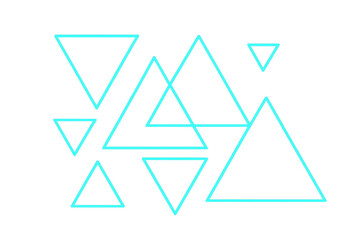 Leinwandbilder - Intertwined light blue triangular outlines form a geometric pattern on a transparent background, ideal for digital design