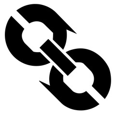 Poster - Black silhouette of a broken chain link icon symbolizing disconnection or error