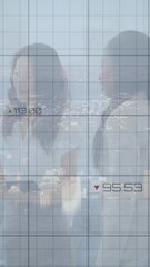 Poster - Animation of data processing over diverse business people talking