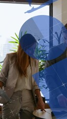 Poster - Animation of data processing over diverse business people at office
