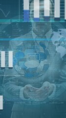 Poster - Animation of data processing over caucasian businessman