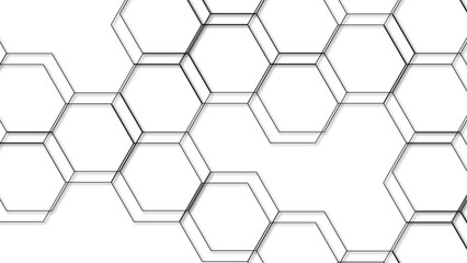 Wall Mural - abstract seamless geometric background with interconnected hexagons outlined in thin gray lines on a