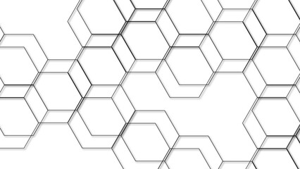 Wall Mural - abstract seamless geometric background with interconnected hexagons outlined in thin gray lines on a
