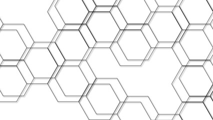 Wall Mural - abstract seamless geometric background with interconnected hexagons outlined in thin gray lines on a