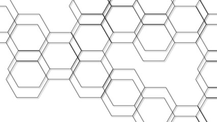 Wall Mural - abstract seamless geometric background with interconnected hexagons outlined in thin gray lines on a