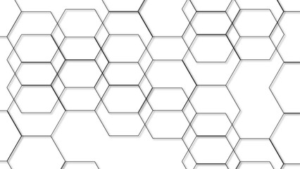 Wall Mural - abstract seamless geometric background with interconnected hexagons outlined in thin gray lines on a