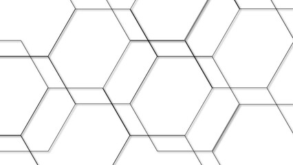 Wall Mural - abstract seamless geometric background with interconnected hexagons outlined in thin gray lines on a