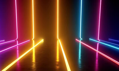 Aufkleber - 
 Abstract background with colorful laser lines and stripes, a 3D rendering illustration of digital art. 