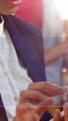 Poster - Animation of financial data processing over african american businesswoman using smartphone