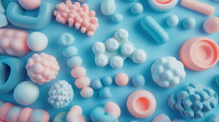 Poster - Colorful Abstract Shapes in Pastel Tones on Soft Background