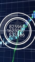 Poster - Animation of changing numbers in loading circle over graphs with numbers in background