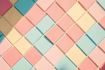 Poster - Minimalist kawaii-inspired geometric pattern with soft shadows 