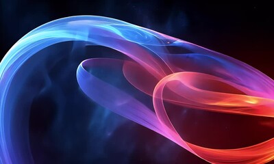 Poster - 
Abstract background with colorful neon wavy lines, glowing stripes on a black backdrop