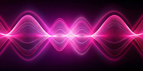 Poster - Vivid sound waves dance across a dark backdrop, showcasing a series of flowing curves in pink hues. The design evokes a sense of energy and movement, emphasizing rhythm and sound