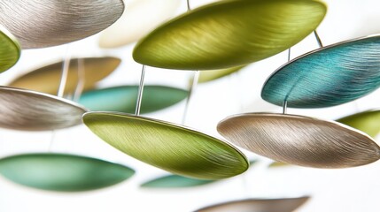 Poster - Colorful Hanging Metal Discs in Artistic Mobile Design