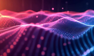 Poster - 
Abstract background with colorful neon wavy lines, glowing stripes on a black backdrop. Digital art of multicolored waves in motion. High resolution.