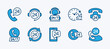 © Vilogsign - Set of 24 hour phone call service icon. Contains help center, assistance, support, contact us, calling, operator, consultation, communication, time work, hot line, assistant. Vector illustration