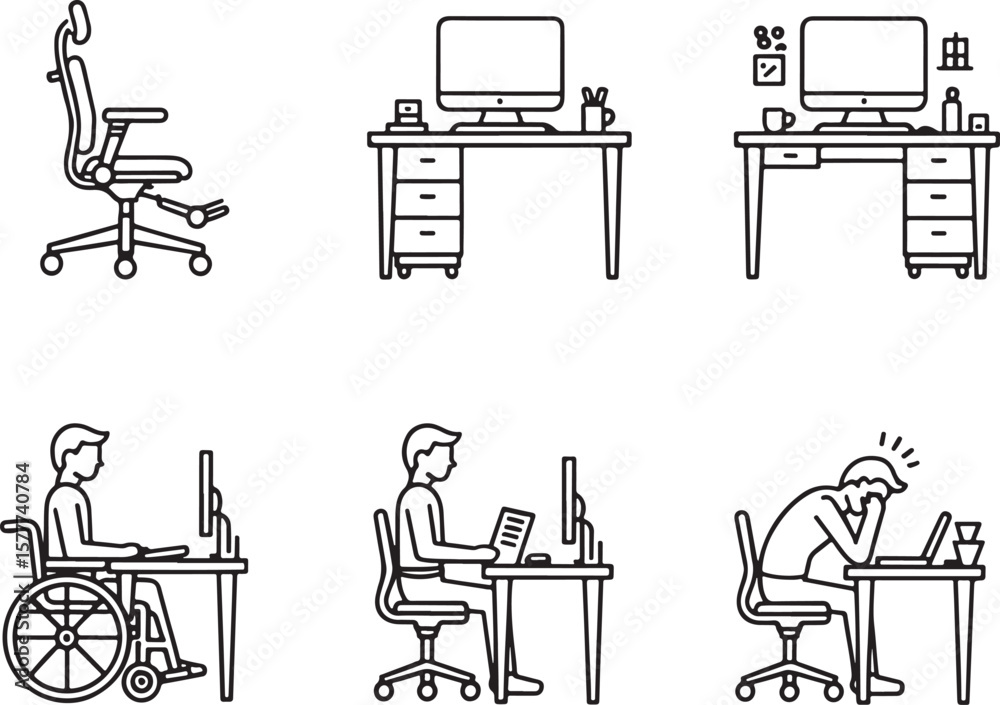 Office Ergonomics and Accessibility in Modern Workspaces Depicting ...