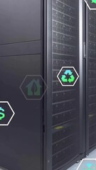 Poster - Animation of ecology icons over server room