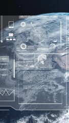 Poster - Animation of digital data processing over globe on dark background