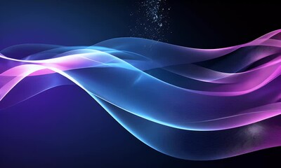 Poster - 
Abstract background with colorful neon wavy lines, glowing stripes on a black backdrop