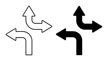 Poster - Vector art of two curved arrows pointing in different directions are displayed isolated on white background