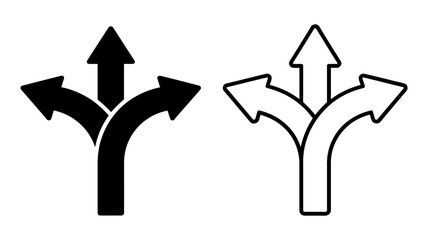 Poster - Vector art of a forked arrow pointing in three directions is displayed isolated on white background