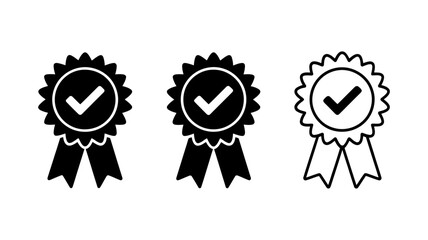 Poster - Vector art of a collection of badges with check marks are displayed isolated on white background