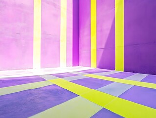 Poster - A minimalist grid of lime and lavender lines intersecting to form dynamic square pathways 