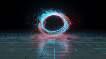 Leinwandbilder - A glowing portal of swirling particles creates a futuristic and abstract scene