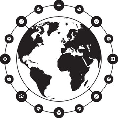 Poster - Global network connection world map technology concept for international business growth online data