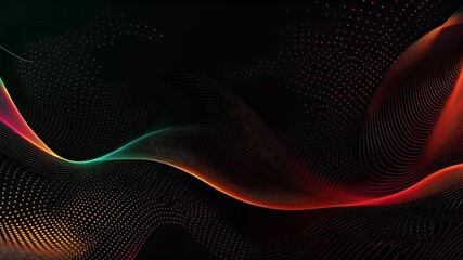 Poster - 
Abstract background with colorful neon wavy lines, glowing stripes on a black backdrop