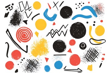 Poster - Adorable squiggles, circles, and triangles in vector style 