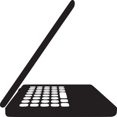Poster - Isolated black and white laptop computer vector illustration for tech and business design needs