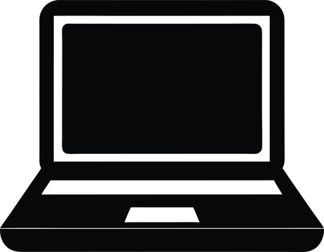 Minimal clean black silhouette icon of a laptop on white background



