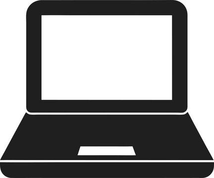 Minimal clean black silhouette icon of a laptop on white background



