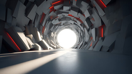 Leinwandbilder - A futuristic tunnel with geometric shapes creates a modern and abstract architectural passage
