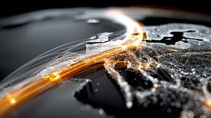 Poster - Global Network: A dynamic view of the earth showcases a luminous web of interconnected global networks
