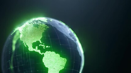 Poster - Global Green Vision: A luminous depiction of the Earth illuminates the interconnectedness and vibrancy of our planet, offering a futuristic view of environmental awareness and sustainability. 