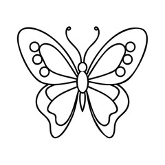 Poster - Outline butterfly with curved wings circular details on a insect handdrawn
