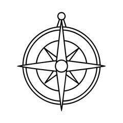 Poster - Compass rose with circular frame directional arrows on navigation travel