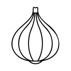 Poster - Outline a bulbous onion shape with curved lines on vegetable food