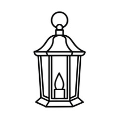 Poster - Handdrawn Lantern with Flame Ring Handle on outline candle
