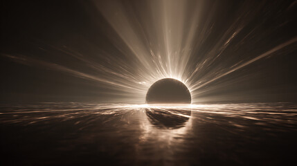 Leinwandbilder - Rays of light emanate from a sphere creating a dramatic and ethereal abstract background